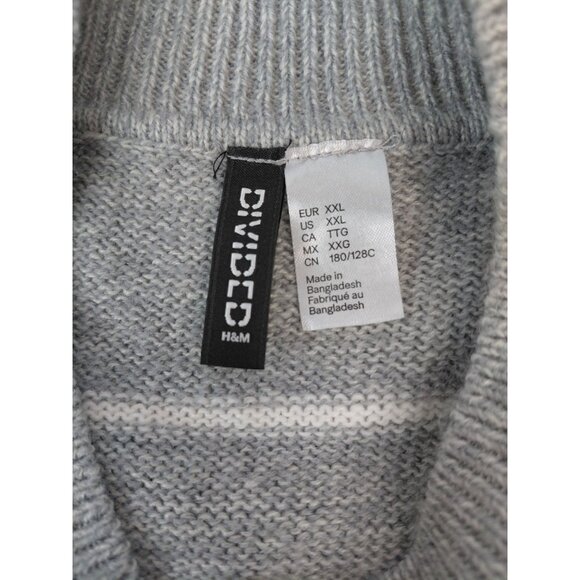 H&M Divided XXL Gray & White Striped Knit Sweater - Picture 3 of 8